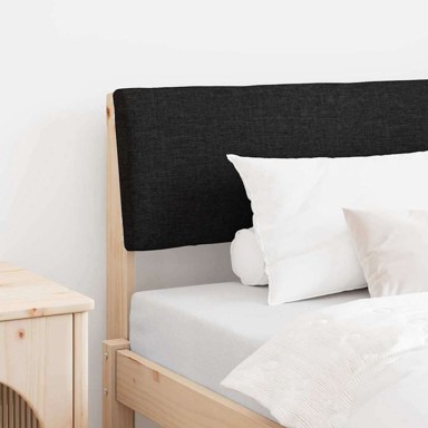 Tapecirano uzglavlje crno 90 cm čvrsto borovo drvo