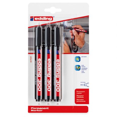 EDDING Permanentni marker, 300/3, okrugli vrh, 1,5-3 mm, blister, crna