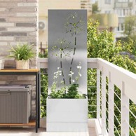 Vrtna sadilica s dekorativnom pločom, 50 x 140 cm, srebrna