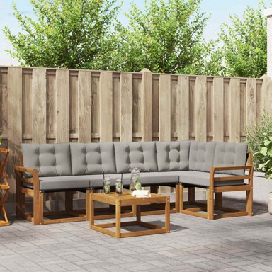Set vanjskih sofa s jastukom 6 kom, prirodna i svijetlo siva