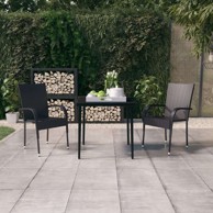 3 dijelni vrtni blagovaonski set crni, dužina stola 80 cm