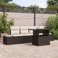5-dijelni set dvorišnih sofa s jastučićima, poliratan, smeđa
