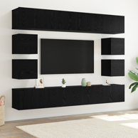 Set TV ormarića od 8 komada, konstruirano drvo, crni hrast