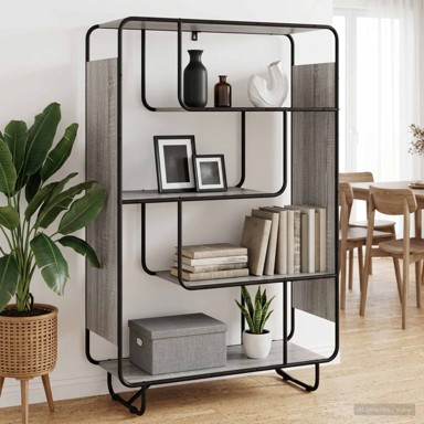 Visoka komoda 93,5 x 37,5 x 144 cm od prerađenog drva, siva sonoma