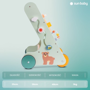 SUNBABY Drvena interaktivna guralica hodalica, 48 cm, šumski uzorci