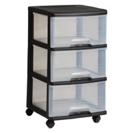 CURVER Crni/prozirni plastični regal na kotačima 37x61 cm 