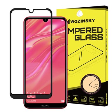 WOZINSKY Kaljeno staklo zaštitnik zaslona s okvirom za Huawei Y7 2019 / Y7 Pro 2019 / Y7 Prime 2019 crno