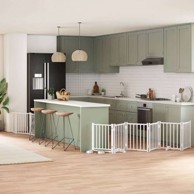 Vrata za pse s vratašcima, 9 panela, sklopiva, 50 x 60 x 2 cm, bijela