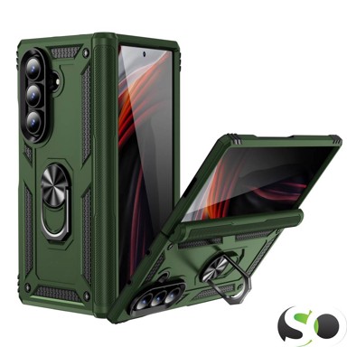 Maskica za Samsung Z Fold7, Anti-Shock Armor, s magnetnim stalkom, zelena