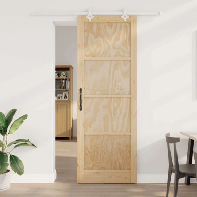 Klizna vrata, 83 x 232 cm, masivna borovina, prirodna i bijela