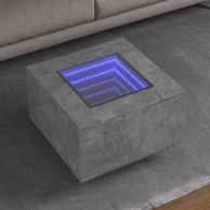 Stolić za kavu LED siva boja betona 60x60x40 cm drveni