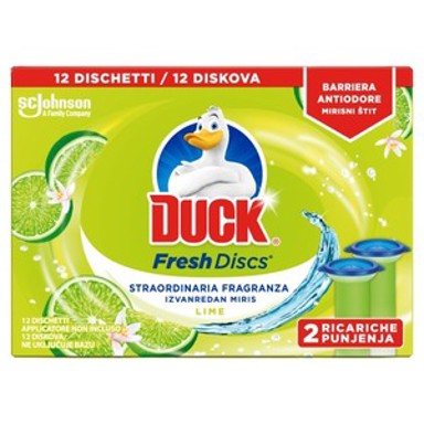 DUCK Gel za čišćenje i osvježavanje WC školjke Fresh Discs, duplo punjenje, 72 ml, miris Lime