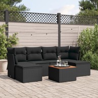 7-dijelni set vrtnih sofa od poliratana s jastucima crni