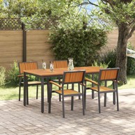 Blagovaonski set od 5 dijelova od drva akacije i metala, smeđa