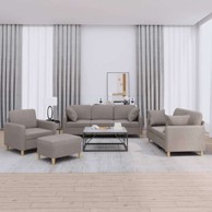 Set sofa 4-dijelni s jastucima i tabureom, sivo-smeđa 