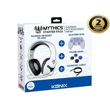 KONIX PlayStation starter set Mythics, slušalice s mikrofonom, palčani nasloni, kabel A-C, silikonska zaštita