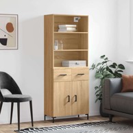Visoka komoda hrasta sonome 69 5x34x180cm od konstruiranog drva , vrata 2 ladice