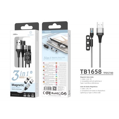 TECHANCY USB kabel 3u1, 2.4 A, 1 m