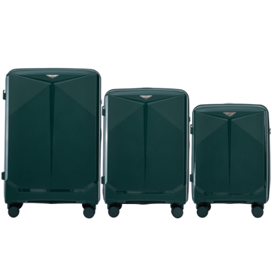 WINGS Set kofera COCKATIEL, 3 kom (V, M, S), polipropilen, tamnozelena