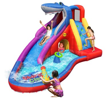 HAPPY HOP Veliki tobogan Morski pas s bazenom, plavo-sivi