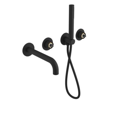 SAPHO Ugradbena slavina ULTRAMIX s tušem i izljevom za kadu, 2 izlaza, mat crna