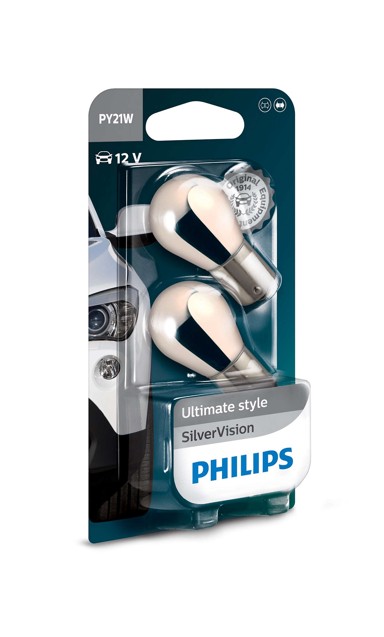 PHILIPS Žarulja SilverVision za žmigavce, 12V, PY21W (BAU15S), DOUBLE BLISTER (2 žarulje)