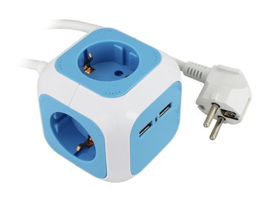 COMMEL Prenosiva utičnica kocka 1,4m 4+2xUSB