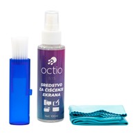 OCTIO Sredstvo za čišćenje S15, za ekrane, krpica, četkica, sprej, 100ml