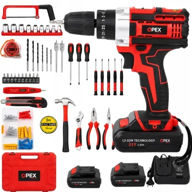 OPEX Akumulatorska udarna bušilica-odvijač OPX28034, 21 V, 2 baterije, set alata i kofer