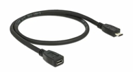 DELOCK USB produžni kabel Micro B-M Micro B-F 1 m, crna