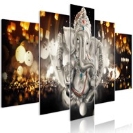 Slika Buddha's Philosophy (iz pet dijelova) Silver Wide 200x100