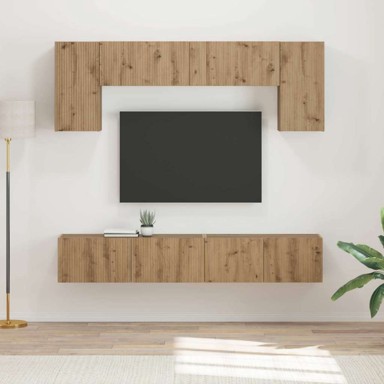 Set zidnih TV komoda 4 kom, konstruirano drvo, crni