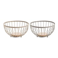 HOME ESPRIT Posuda za voće bež/roza, metal, 25 x 25 x 13 cm (2 kom.)