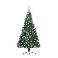 Božićno drvce umjetno polovica zeleno sa 60 kuglica rose gold 240 cm