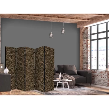 Paravan Gusto raslinje, botanički uzorci u ilustrativnom stilu, smeđe, 225x172 cm, akustični