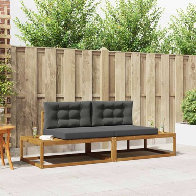 Vanjski set sofa s jastukom, 2 kom, prirodna i antracit