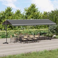 Samostojeća tenda, 6 x 3 m, poliester, s antracitnim okvirom, siva