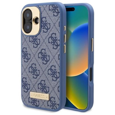 GUESS Hardcase Logo Plate MagSafe plava maskica za Apple iPhone 16