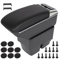 Naslon za ruke s pretincem za odlaganje EKO koža + set za ugradnju za Ford Fiesta VI MK7 08-17, crna
