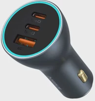 BASEUS Auto punjač, 2xUSB-C, 1xUSB, 65W, sivi