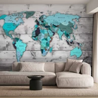 Foto tapeta Karta svijeta: plavi kontinenti, 400 x 280 cm, Standard