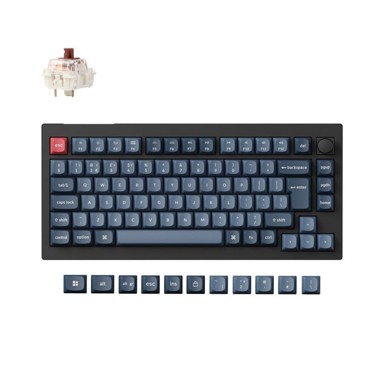 KEYCHRON Tipkovnica mehanička V1 Max, bežična, Gateron Jupiter smeđi prekidači, RGB, crna (V1M-D3-UK)
