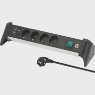 BRENNENSTUHL Produžni kabel Alu-Office-Line stolni 4 utičnice 2x USB, crni