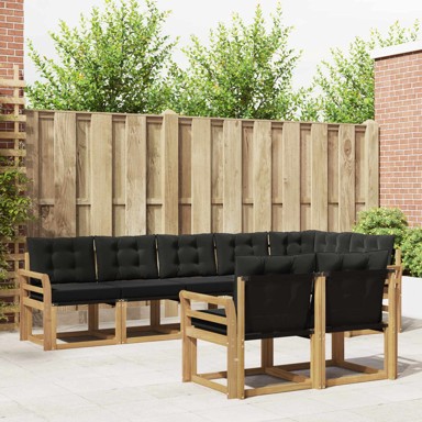 Set vanjskih sofa s jastukom 8 kom, bijela i crna