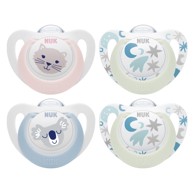 NUK Duda varalica Star Day & Night, silikon, 0-6 mj, 2 kom