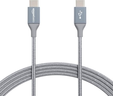 AMAZON BASICS Pleteni USB-C – USB-C kabel, 480 Mbit/s, crni