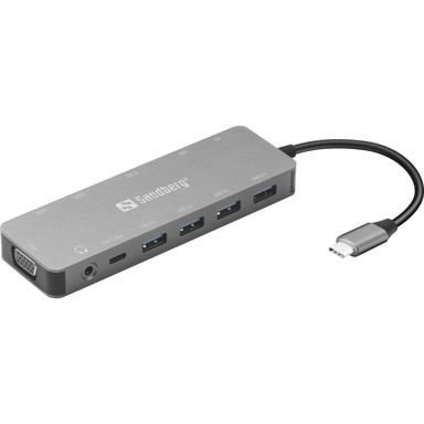 SANDBERG Docking stanica USB-C, 13u1, siva