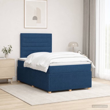 Boxspring krevet s madracem 120 x 190 cm, tkanina, plavi