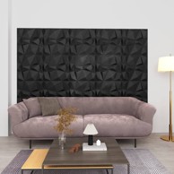 3D zidni paneli 12 kom 50 x 50 cm dijamantno crni 3 m²