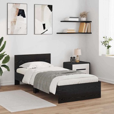 Okvir za krevet 90 x 200 cm konstruirano drvo, crni hrast
